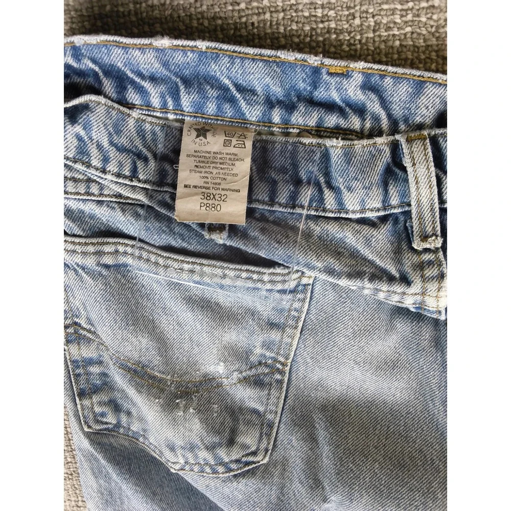 Lot of 2 VTG Distressed Carhartt Relaxed Fit Denim Jeans Light Wash Workwear